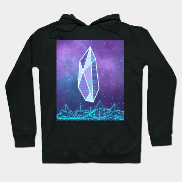 Neon Synthwave Crystal Wireframe Vaporwave Geometric Gem Hoodie by ichewsyou